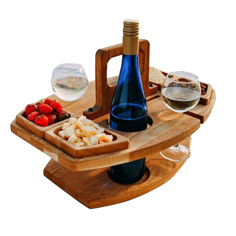 Tragbarer Picknick Holz Weinglashalter Abnehmbarer Wein Tisch, Camping Tisch mit Griff