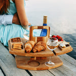 Tragbarer Picknick Holz Weinglashalter Abnehmbarer Wein Tisch, Camping Tisch mit Griff