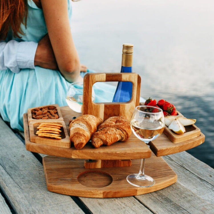 Tragbarer Picknick Holz Weinglashalter Abnehmbarer Wein Tisch, Camping Tisch mit Griff