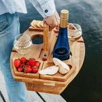 Tragbarer Picknick Holz Weinglashalter Abnehmbarer Wein Tisch, Camping Tisch mit Griff