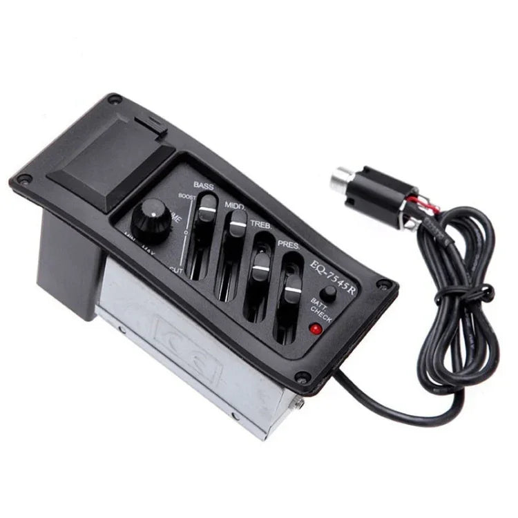 EQ-7545R Gitarren-Vierband-Equalizer, EQ für modifizierte Tonabnehmer an Holzgitarren, Instrumentenzubehör, EQ-7545R