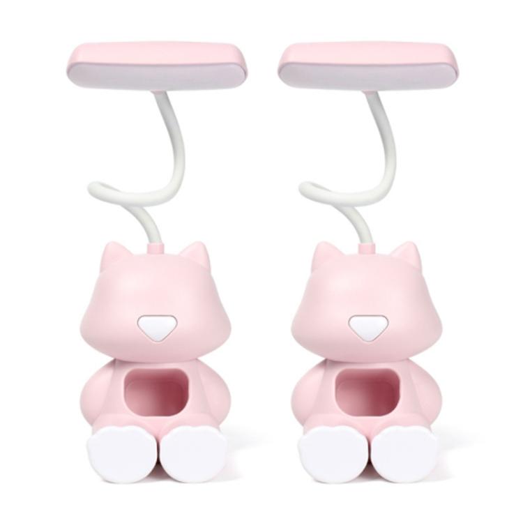 2 STK FY6601 Cartoon Stifthalter Leseschreibtischlampe LED Augenschutz Wohnheim Studenten Schlafzimmer Lampe, Rosa, Blau, Grün