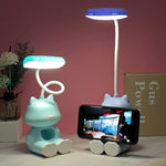 2 STK FY6601 Cartoon Stifthalter Leseschreibtischlampe LED Augenschutz Wohnheim Studenten Schlafzimmer Lampe, Rosa, Blau, Grün