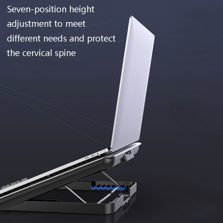 ICE COOREL Laptop Aluminiumlegierung Radiator Lüfter Leiser Notebook Kühlhalter, Space Silber, Wolfram Gold Schwarz, Sechs-Lüfter Space Silber, Sechs-Lüfter Wolfram Gold Schwarz