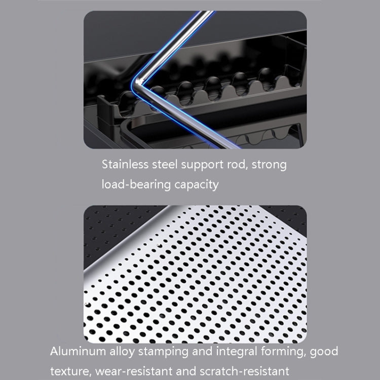 ICE COOREL Laptop Aluminiumlegierung Radiator Lüfter Leiser Notebook Kühlhalter, Space Silber, Wolfram Gold Schwarz, Sechs-Lüfter Space Silber, Sechs-Lüfter Wolfram Gold Schwarz