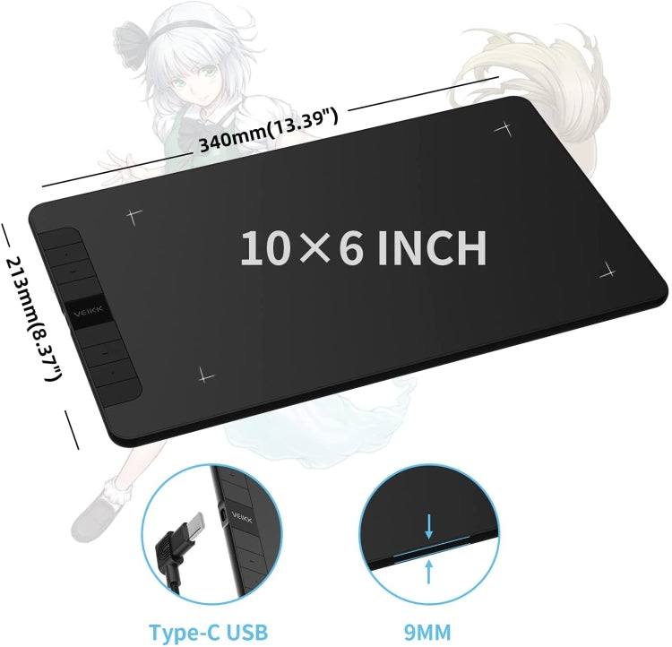 VEIKK VK1060 Handbemaltes Tablet Elektronisches Zeichenbrett Kann Mit Dem Mobiltelefon Verbunden Werden, VK1060