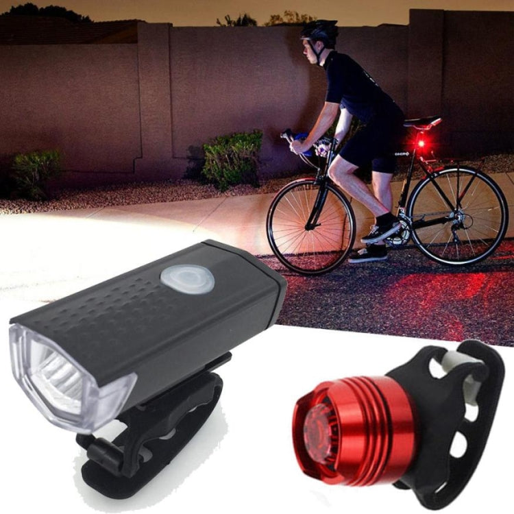 Fahrrad Highlight USB wiederaufladbare Lampe Wasserdichtes Fahrrad-Front- und Rücklicht Set, Frontlicht + Rücklicht (Schwarz)