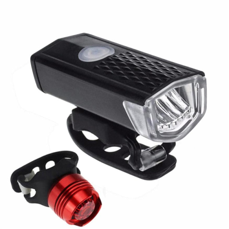 Fahrrad Highlight USB wiederaufladbare Lampe Wasserdichtes Fahrrad-Front- und Rücklicht Set, Frontlicht + Rücklicht (Schwarz)