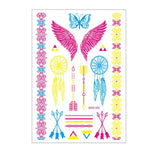 10 Stück fluoreszierende Blumen-Armtattoo-Aufkleber, wasserfeste Feder-Armtattoo-Aufkleber, DKCS010, DKCS017, DKCS019, DKCS022, DKCS025, DKCS028, DKCS032, DKCS033, DKCS034, DKCS036, DKCS037, DKCS042