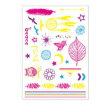 10 Stück fluoreszierende Blumen-Armtattoo-Aufkleber, wasserfeste Feder-Armtattoo-Aufkleber, DKCS010, DKCS017, DKCS019, DKCS022, DKCS025, DKCS028, DKCS032, DKCS033, DKCS034, DKCS036, DKCS037, DKCS042