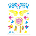 10 Stück fluoreszierende Blumen-Armtattoo-Aufkleber, wasserfeste Feder-Armtattoo-Aufkleber, DKCS010, DKCS017, DKCS019, DKCS022, DKCS025, DKCS028, DKCS032, DKCS033, DKCS034, DKCS036, DKCS037, DKCS042