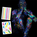 10 Stück fluoreszierende Blumen-Armtattoo-Aufkleber, wasserfeste Feder-Armtattoo-Aufkleber, DKCS010, DKCS017, DKCS019, DKCS022, DKCS025, DKCS028, DKCS032, DKCS033, DKCS034, DKCS036, DKCS037, DKCS042
