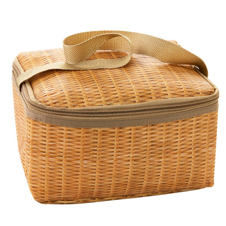 Tragbare isolierte Thermotasche Segeltuchimitat Rattan Picknickbehälter für das Mittagessen