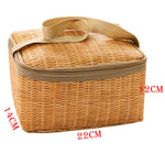 Tragbare isolierte Thermotasche Segeltuchimitat Rattan Picknickbehälter für das Mittagessen