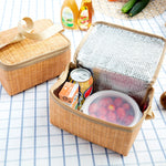 Tragbare isolierte Thermotasche Segeltuchimitat Rattan Picknickbehälter für das Mittagessen