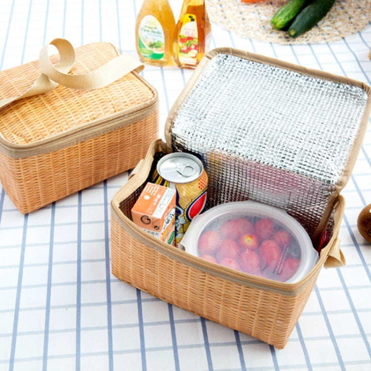 Tragbare isolierte Thermotasche Segeltuchimitat Rattan Picknickbehälter für das Mittagessen