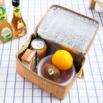 Tragbare isolierte Thermotasche Segeltuchimitat Rattan Picknickbehälter für das Mittagessen