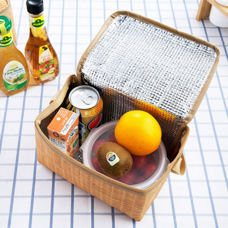 Tragbare isolierte Thermotasche Segeltuchimitat Rattan Picknickbehälter für das Mittagessen