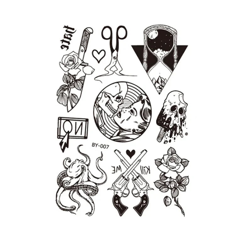10 Stück Dunkelfluoreszierende, farbwechselnde Tier- und Blumen-Armtattoo-Aufkleber für Erwachsene, wasserfest, BY-001, BY-002, BY-003, BY-004, BY-005, BY-006, BY-007, BY-008