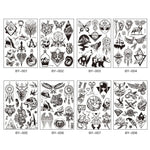 10 Stück Dunkelfluoreszierende, farbwechselnde Tier- und Blumen-Armtattoo-Aufkleber für Erwachsene, wasserfest, BY-001, BY-002, BY-003, BY-004, BY-005, BY-006, BY-007, BY-008