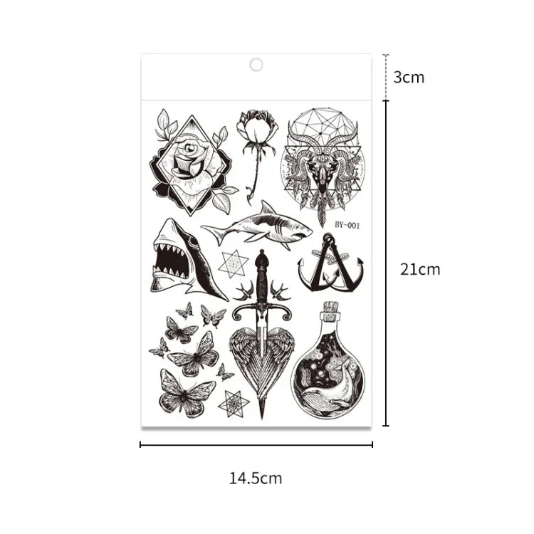 10 Stück Dunkelfluoreszierende, farbwechselnde Tier- und Blumen-Armtattoo-Aufkleber für Erwachsene, wasserfest, BY-001, BY-002, BY-003, BY-004, BY-005, BY-006, BY-007, BY-008