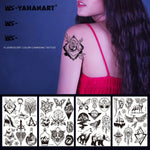 10 Stück Dunkelfluoreszierende, farbwechselnde Tier- und Blumen-Armtattoo-Aufkleber für Erwachsene, wasserfest, BY-001, BY-002, BY-003, BY-004, BY-005, BY-006, BY-007, BY-008