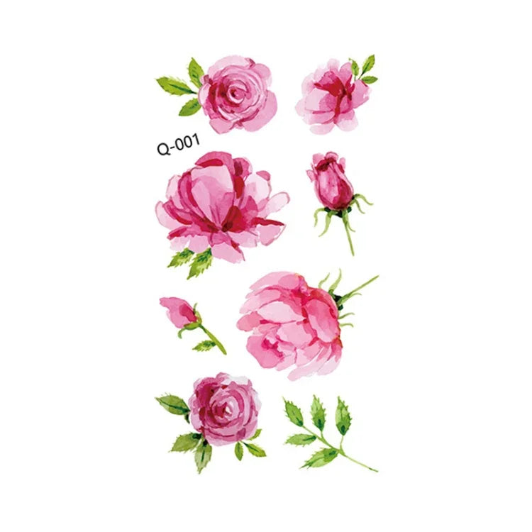 50 Stück kleine, wasserfeste Tattoo-Aufkleber mit Rosenmotiven für den Arm, Q-001, Q-002, Q-003, Q-012, Q-016, Q-017, Q-019, Q-022, Q-025, Q-029, Q-031, Q-032