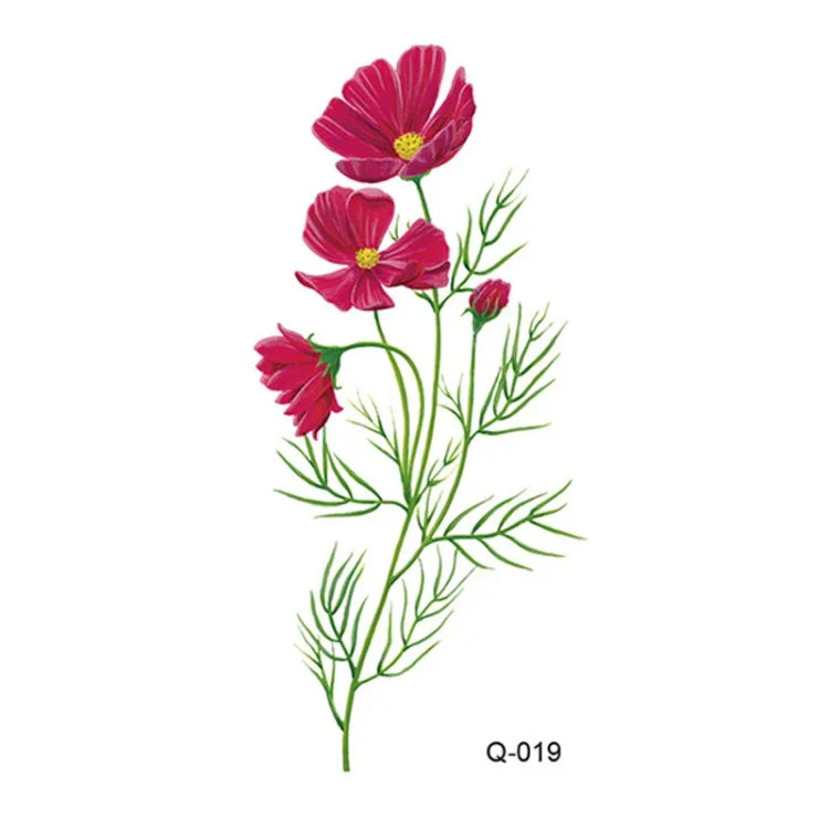 50 Stück kleine, wasserfeste Tattoo-Aufkleber mit Rosenmotiven für den Arm, Q-001, Q-002, Q-003, Q-012, Q-016, Q-017, Q-019, Q-022, Q-025, Q-029, Q-031, Q-032