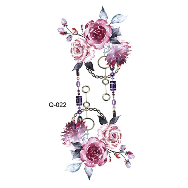 50 Stück kleine, wasserfeste Tattoo-Aufkleber mit Rosenmotiven für den Arm, Q-001, Q-002, Q-003, Q-012, Q-016, Q-017, Q-019, Q-022, Q-025, Q-029, Q-031, Q-032