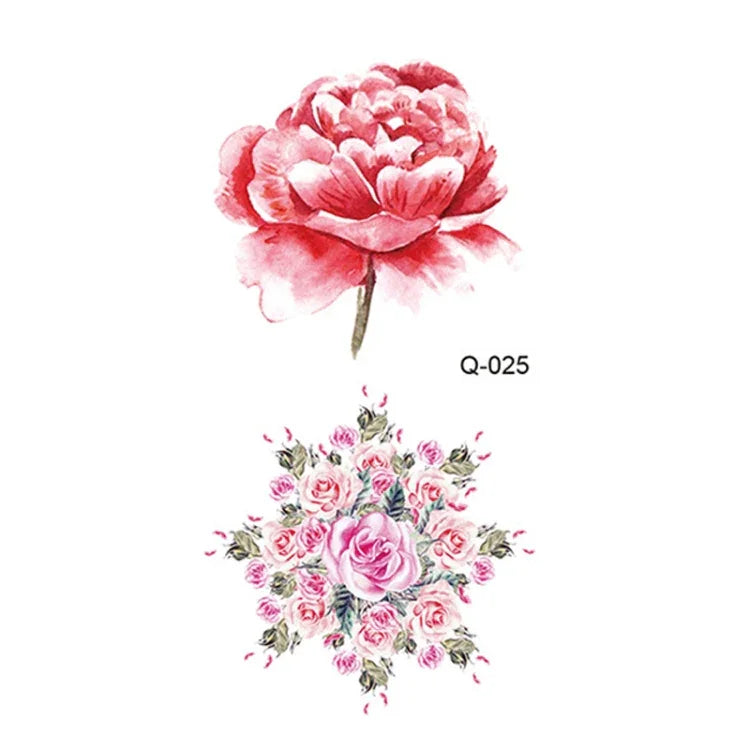 50 Stück kleine, wasserfeste Tattoo-Aufkleber mit Rosenmotiven für den Arm, Q-001, Q-002, Q-003, Q-012, Q-016, Q-017, Q-019, Q-022, Q-025, Q-029, Q-031, Q-032
