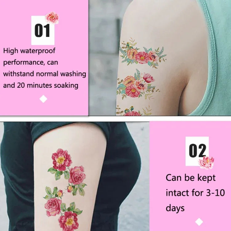 50 Stück kleine, wasserfeste Tattoo-Aufkleber mit Rosenmotiven für den Arm, Q-001, Q-002, Q-003, Q-012, Q-016, Q-017, Q-019, Q-022, Q-025, Q-029, Q-031, Q-032
