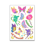 10 Stück Kinder-Wassertransfer-Tattoo-Aufkleber mit Schmetterlingsmotiven, niedliche Cartoon-Metall-Tattoo-Aufkleber, WE-037, WE-038, WE-039, WE-040