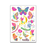 10 Stück Kinder-Wassertransfer-Tattoo-Aufkleber mit Schmetterlingsmotiven, niedliche Cartoon-Metall-Tattoo-Aufkleber, WE-037, WE-038, WE-039, WE-040