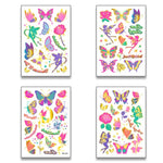 10 Stück Kinder-Wassertransfer-Tattoo-Aufkleber mit Schmetterlingsmotiven, niedliche Cartoon-Metall-Tattoo-Aufkleber, WE-037, WE-038, WE-039, WE-040