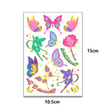 10 Stück Kinder-Wassertransfer-Tattoo-Aufkleber mit Schmetterlingsmotiven, niedliche Cartoon-Metall-Tattoo-Aufkleber, WE-037, WE-038, WE-039, WE-040