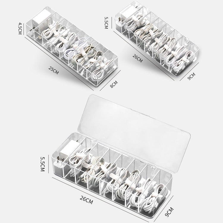Staubaufbewahrungslinie Box Hub Finishing Box Desktop Datenkabel-Aufbewahrungsbox, Spezifikation: 8 Gitter Basic, 8 Gitter Basic, 8 Gitter Erhöht, 8 Gitter Erhöht Mit Deckel