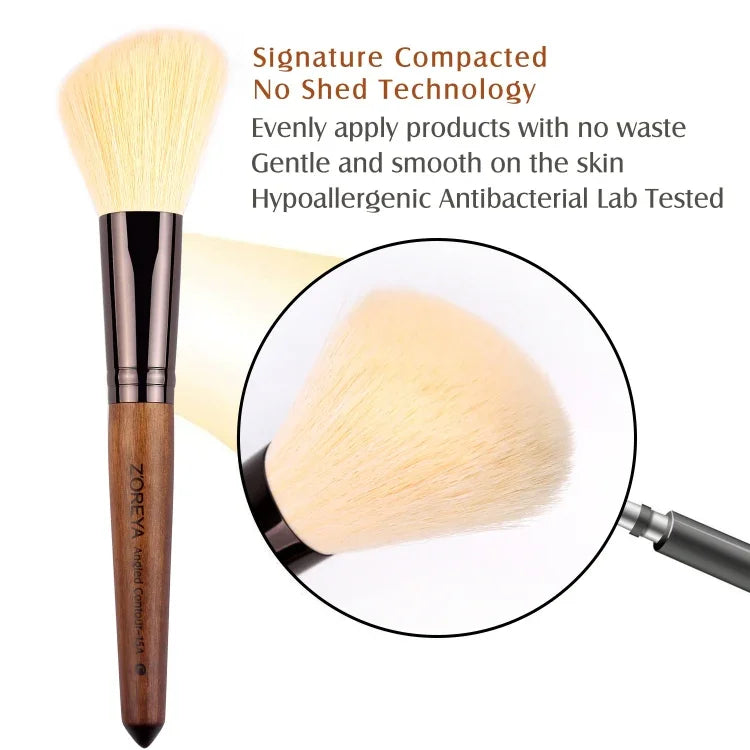 ZOREYA 15-in-1 Make-up-Pinselset aus schwarzem Walnussholz, komplettes Set an Beauty-Werkzeugen, Nylonhaar-Puderpinsel, Make-up-Pinsel
