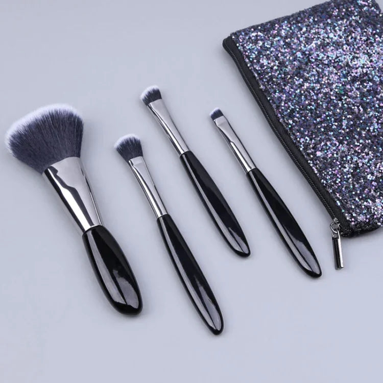 4-in-1 schwarzes Pebbles Make-up-Pinsel-Set, Lidschattenpinsel, Foundation-Pinsel, tragbarer Make-up-Pinsel, Stil:, Bloßer Pinsel