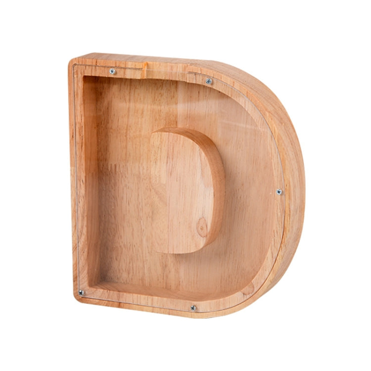 Spardose aus Holz mit englischem Alphabet und transparentem Acrylfenster
