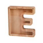 Spardose aus Holz mit englischem Alphabet und transparentem Acrylfenster