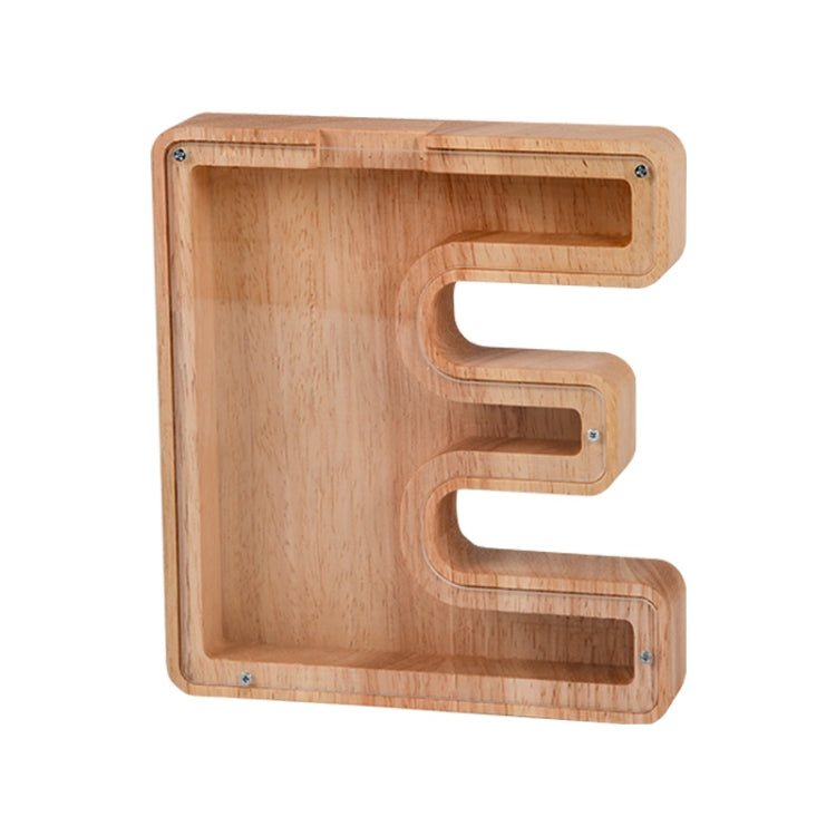 Spardose aus Holz mit englischem Alphabet und transparentem Acrylfenster