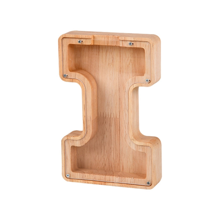 Spardose aus Holz mit englischem Alphabet und transparentem Acrylfenster