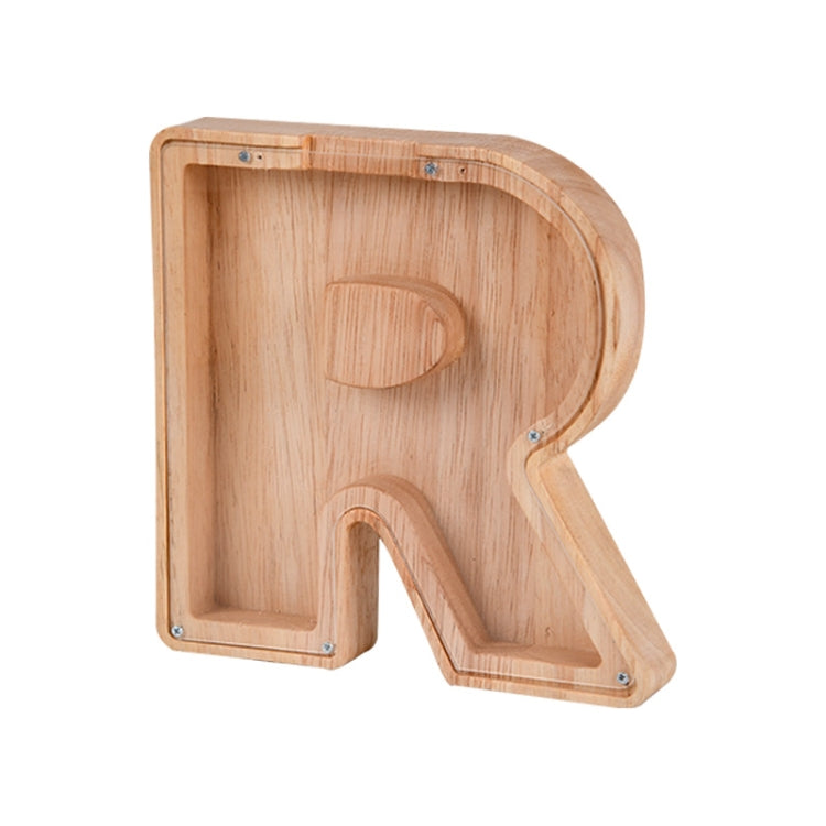 Spardose aus Holz mit englischem Alphabet und transparentem Acrylfenster
