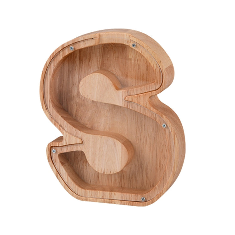 Spardose aus Holz mit englischem Alphabet und transparentem Acrylfenster