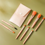 8-in-1 Mini-Make-up-Pinselset mit Holzgriff, tragbarer Puderpinsel