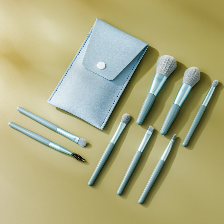 8-in-1 Mini-Make-up-Pinselset mit Holzgriff, tragbarer Puderpinsel