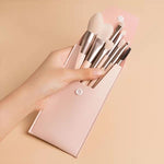 8-in-1 Mini-Make-up-Pinselset mit Holzgriff, tragbarer Puderpinsel