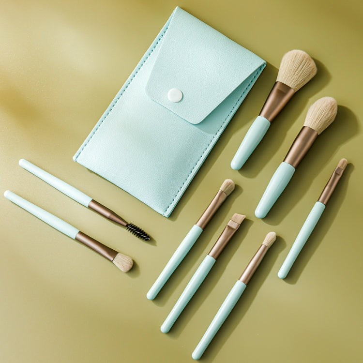 8-in-1 Mini-Make-up-Pinselset mit Holzgriff, tragbarer Puderpinsel