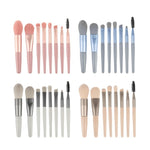 8-in-1 Mini-Make-up-Pinselset mit Holzgriff, tragbarer Puderpinsel