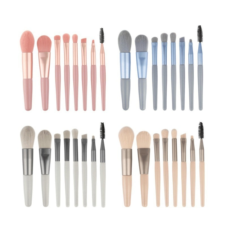 8-in-1 Mini-Make-up-Pinselset mit Holzgriff, tragbarer Puderpinsel